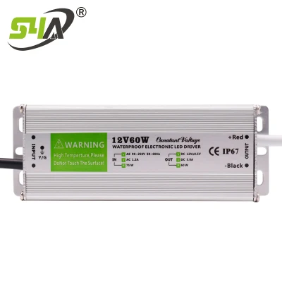 Fonte de alimentação à prova d'água 12V 60W IP67 Driver eletrônico de LED